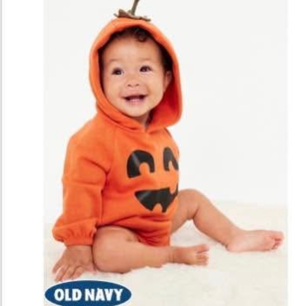 BNWT Unisex Old Navy Pumpkin Jack-O-Lantern Halloween Costume Onesie for Babies